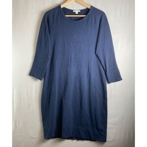 James Perse Blue Raglan 3/4 Sleeve Pullover Sweatshirt Tunic Mini Dress Size 2